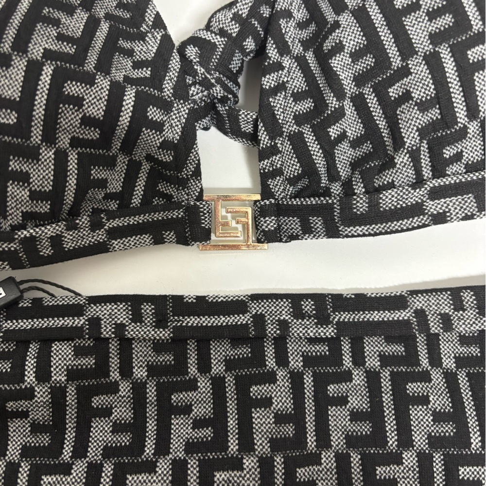 FENDI FF Monogram Metal Logo Two Piece Bikini Swimsuit - Picture 6 of 6